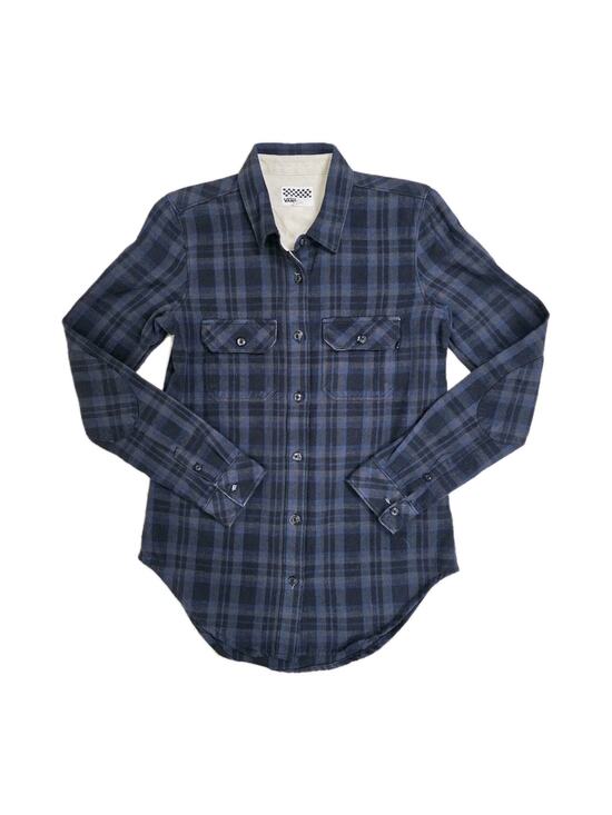 Vans Tops - VANS Women's Blue Plaid Structured Flannel Shirt Long Sleeve Size XS